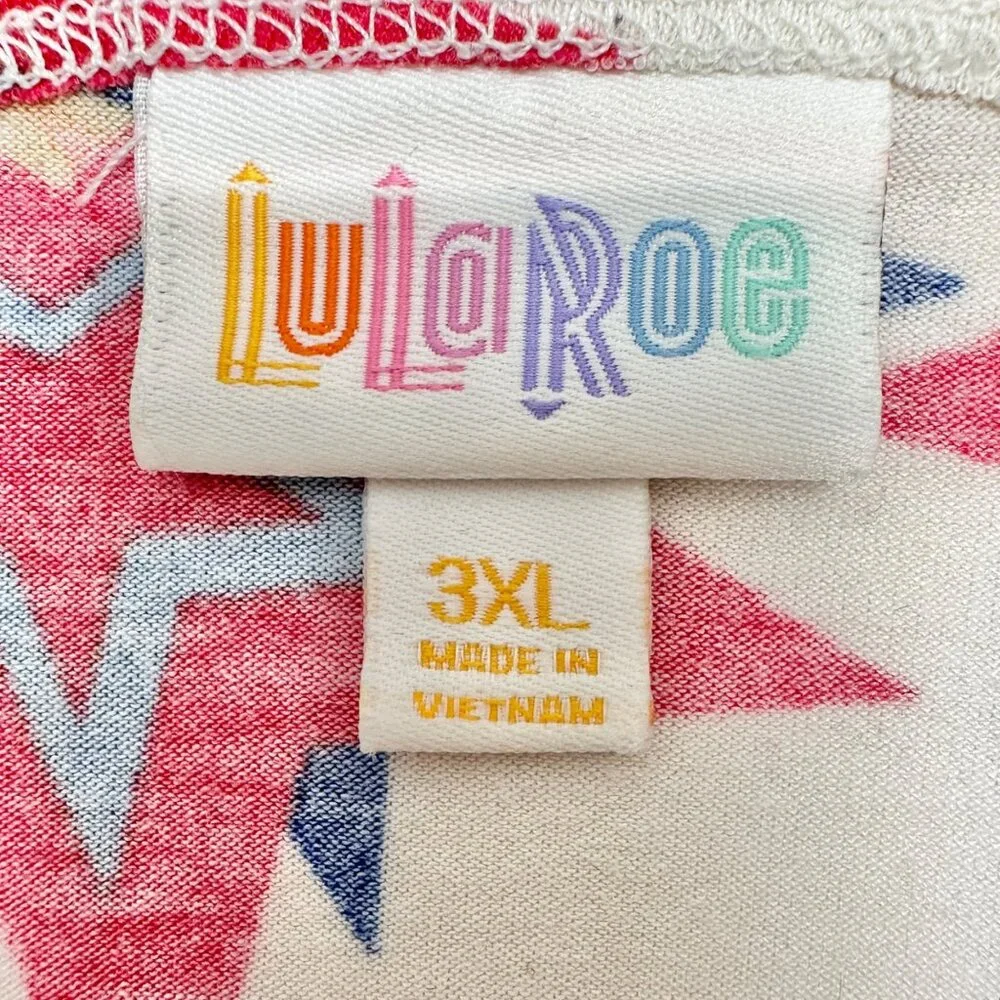 LuLaRoe Irma Top Womens 3XL Red White Blue Yellow Stars Patriotic Americana - Picture 6 of 9
